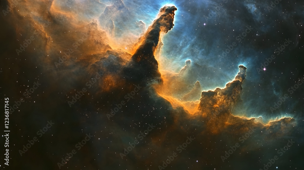 Aufkleber a majestic cosmic explosion in a vibrant nebula of glowing interstellar clouds creating a stunning a