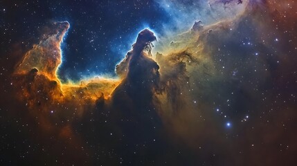 Fototapeta premium Breathtaking cosmic landscape showcasing the mesmerizing beauty and grandeur of the vast universe with swirling nebulae shimmering stars and a captivating sense of cosmic energy and wonder
