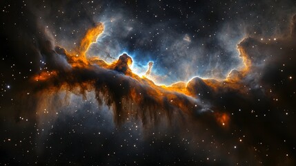 Obraz premium Breathtaking cosmic landscape with glowing colorful nebulae swirling galaxies and shimmering stardust in the endless vastness of the universe