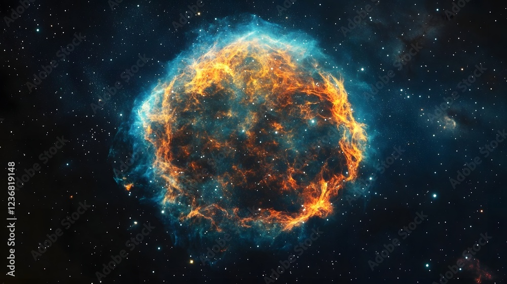 Poster Breathtaking image of a cosmic explosion showcasing the vibrant and dynamic energy at the heart of the captivating galactic universe
