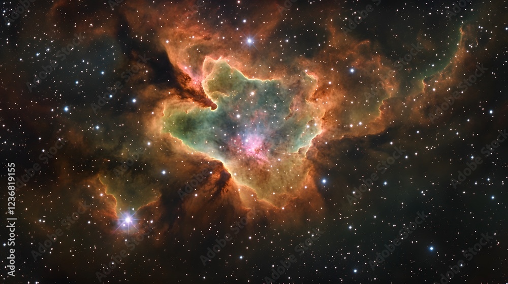 Fototapete Breathtaking image of a captivating cosmic nebula showcasing a swirling array of colorful stellar formations and dynamic interstellar energy creating an and mesmerizing celestial scene