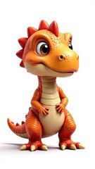 Fototapeta premium Cute little dinosaur on white background