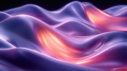 Obraz premium Colorful waves undulate softly, illuminated by warm lighting, showcasing a blend of vibrant hues