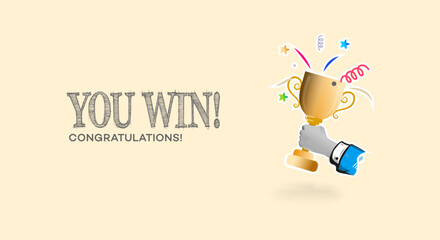 Celebration Success You Win! Trophy, Prize, Achievement, Congratulations, Victory