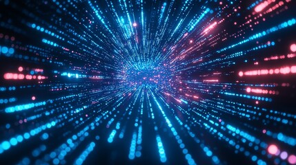 Naklejka premium Abstract Visualization of Interwoven Data Threads in Vibrant Colors