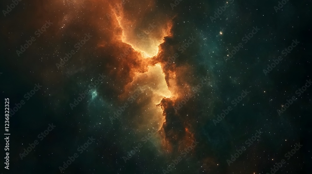 Poster captivating cosmic explosion breathtaking nebula formation in the depths of the universe showcasing 