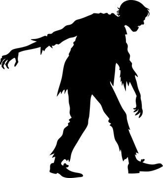 A silhouette zombie isolated on a transparent background
