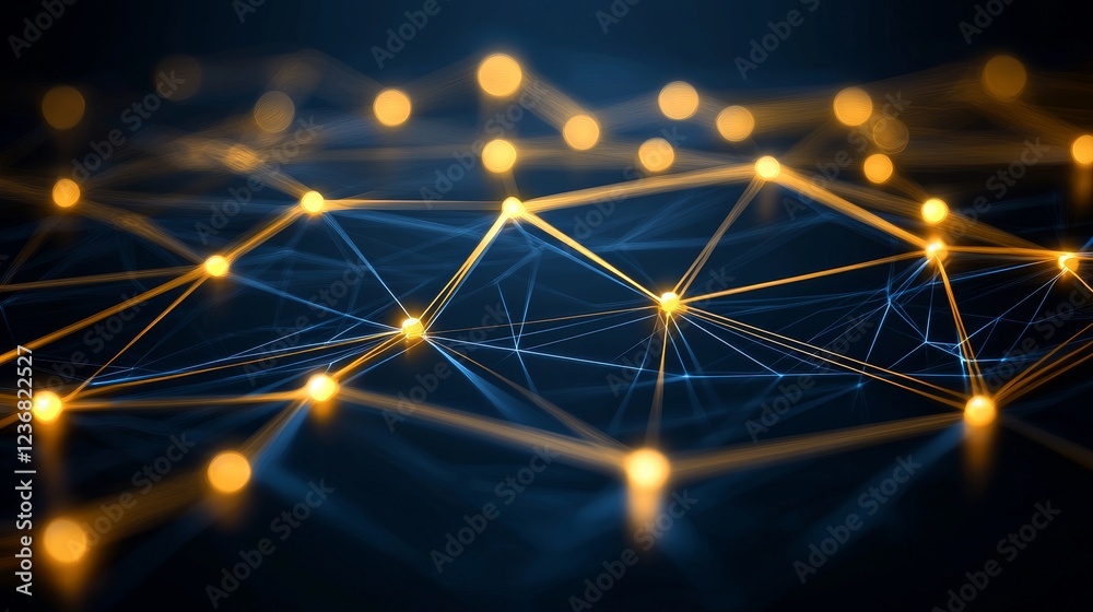 Poster modernist interpretation of connection pathways in abstract digital design