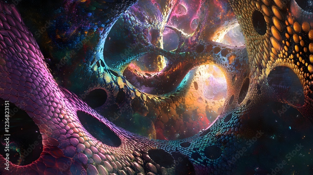 Leinwandbilder captivating cosmic kaleidoscope vibrant surreal digital art exploring the depths of the imagination 