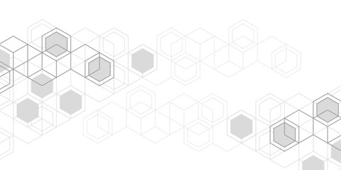 Technological white background. Abstract background of hexagons. Futuristic digital hi-technology banner. Vector illustration.