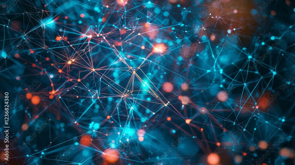 Poster surreal abstract representation of cyberspace with colorful network patterns