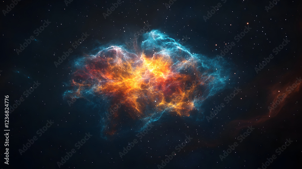 Fototapete captivating digital depicting a vibrant dynamic cosmic explosion of celestial energy light and plasm