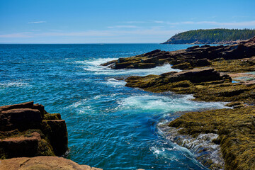 Rocky cliffs of Maine Coastline, USA