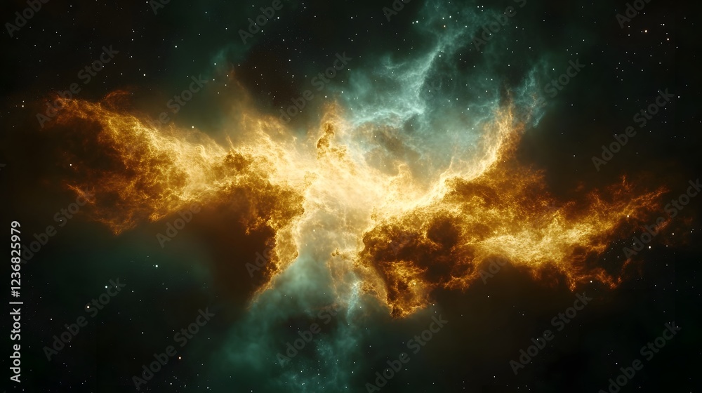 Fototapete captivating image showcasing a mesmerizing cosmic explosion with swirling clouds of colorful gas and
