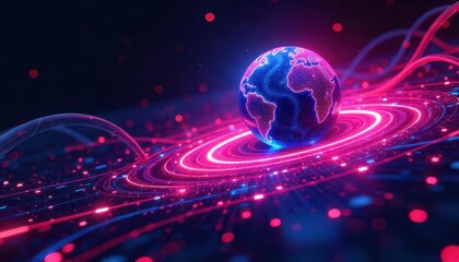 Exploring digital connectivity virtual world 3d graphics global environment futuristic perspective cyber concept