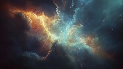 Fototapeta premium Cosmic Explosion Majestic Celestial Spectacle in the Depths of the Universe Fiery glowing nebula showcasing the dynamic and powerful forces shaping the cosmos