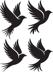 Obraz premium A captivating silhouette vector image set of bird logos, featuring elegant and minimalist designs. Ideal for branding, tattoos, icons, and digital art, symbolizing freedom, grace, and nature’s beauty.