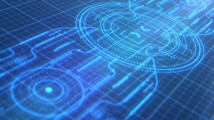 Technology background. Futuristic digital hi-technology banner. Engineering industry. 