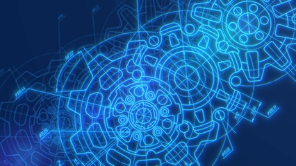 Gears. Technical drawing of gear .Engineering industry. Technology background. 