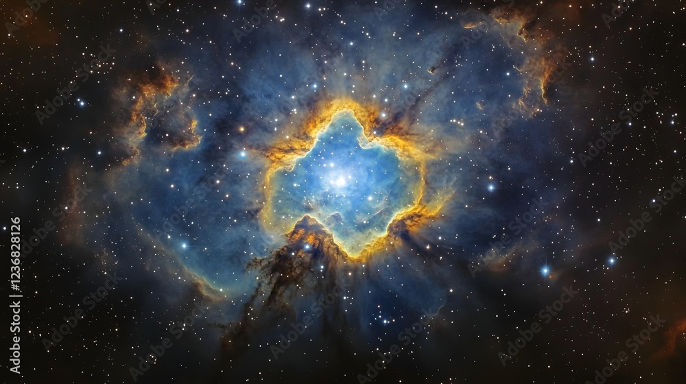 Fototapete dramatic cosmic explosion creating a vibrant ethereal nebula galaxy against a starry space backgroun