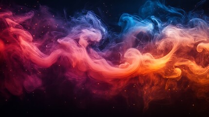 Fototapeta premium Abstract Colorful Smoke Swirls With Glowing Particles