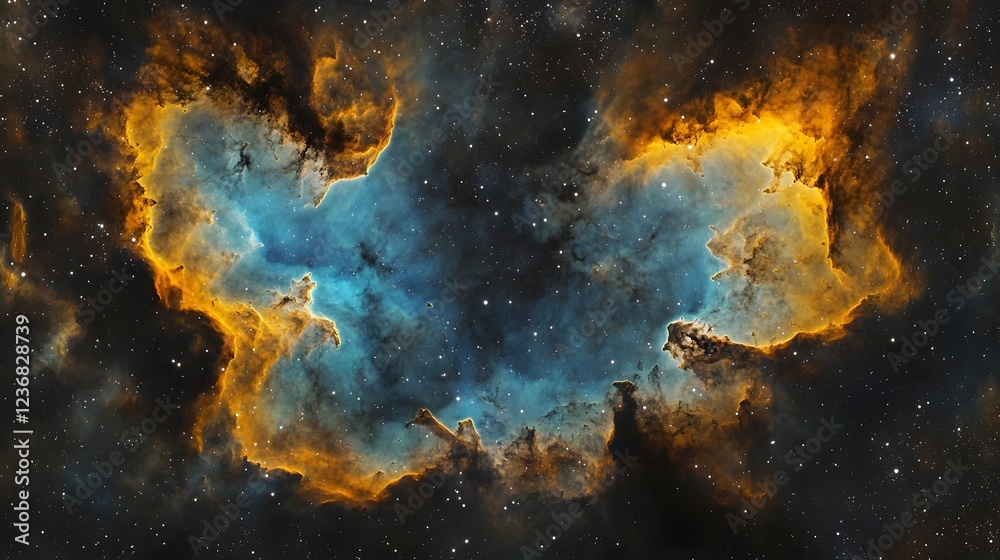 Poster dramatic cosmic explosion in a vibrant glowing nebula of fiery dynamic colors and shimmering lumines
