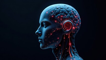 Digital brain with circuit and AI cocept