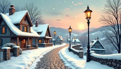 Vintage Post Card - Where Lanterns Guide the Way