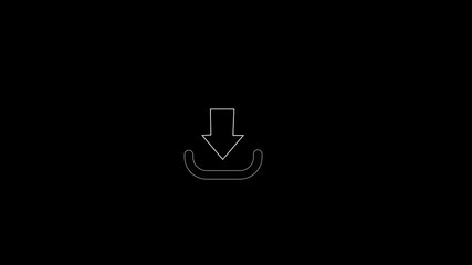 Animated download icon arrow on black background for digital content