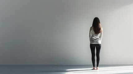 Fototapeta premium woman standing alone in empty room