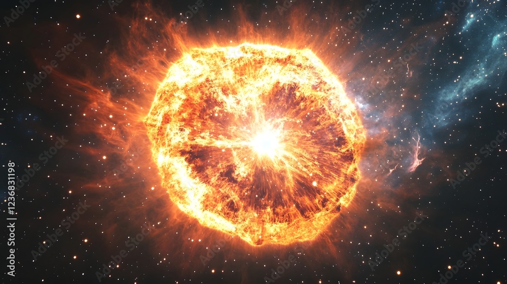 Aufkleber dramatic image of an explosive supernova bursting with vibrant cosmic energy illuminating the night 