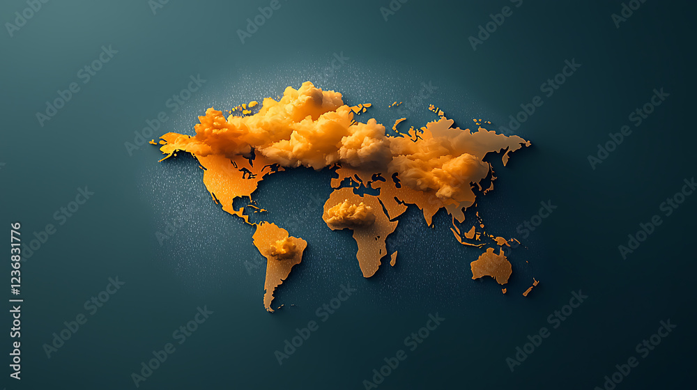 Poster digital rainfall map illustrating weather fronts across the globe interactive visualization modern d
