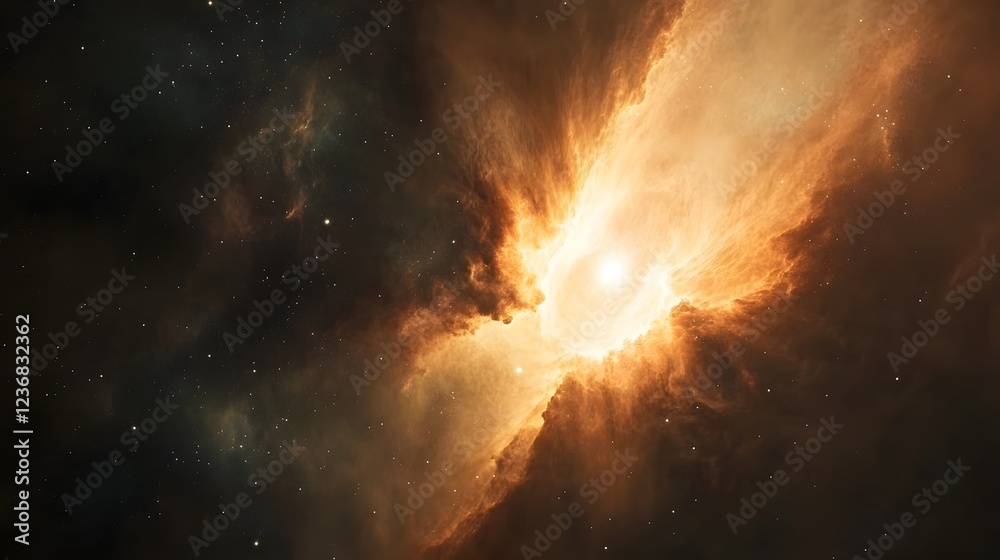 Aufkleber intense cosmic explosion unleashing fiery cosmic energy within the depths of the vast and mysterious