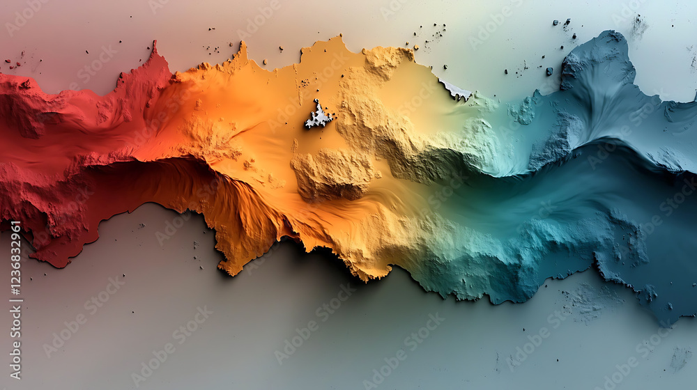 Poster dynamic visualization of rainfall patterns across the landscape digital art abstract environment aer