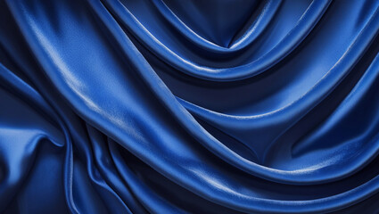 Obraz premium Blue satin fabric. Silky Blue Cloth with Gentle Folds and Shine.