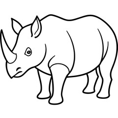 Rhino Outline Vector Illustration