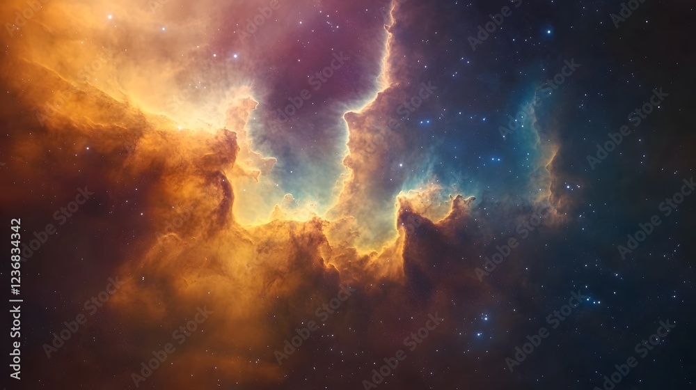 Poster mesmerizing cosmic explosion ignites a celestial grandeur in the vast starry expanse of the universe