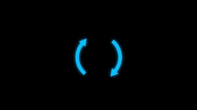 Retry and refresh icon animation with looping effect on cyan color  black background