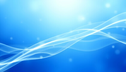 Blue abstract background, glowing wavy lines, shimmering particles, ethereal light effect, dynamic curves, aquatic atmosphere, luminous energy flows, soft gradients, digital art, futuristic design, vi