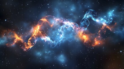 Obraz premium Mesmerizing cosmic explosion in a vibrant swirling nebula shimmering through the vast mysterious expanse of interstellar space