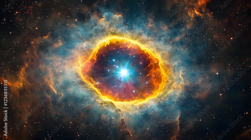 Poster mesmerizing cosmic explosion in the heart of the galaxy vibrant stellar inferno erupting in the dept