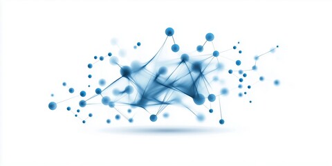Fototapeta premium Abstract blue network of interconnected nodes and lines on a white background. Representation of communication, technology, and networks