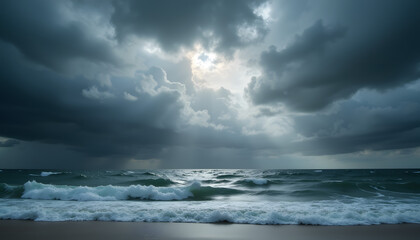 Obraz premium Dark stormy ocean with dramatic clouds