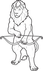 Lion Archer Bow Animal Vector Graphic Art Illustration