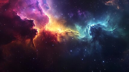 Fototapeta premium Mesmerizing Galactic Nebula Vibrant Cosmic Explosion in Deep Space Stunning abstract space background with colorful star cluster and glowing energy formations