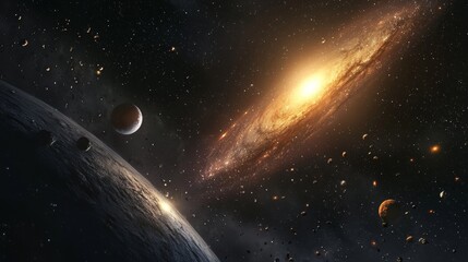 Stunning visualization of the big bang aftermath  birth of galaxies and celestial bodies in space