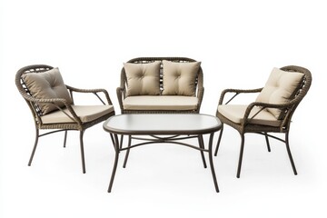 Modern patio furniture set featuring elegant design and comfortable seating for outdoor relaxation