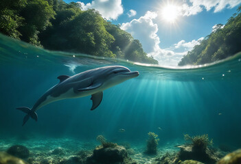 Fototapeta premium underwater view of a dolphin