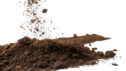 falling soil earth isolated on white or transparent png