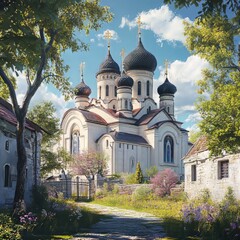 Church nestled in a serene village